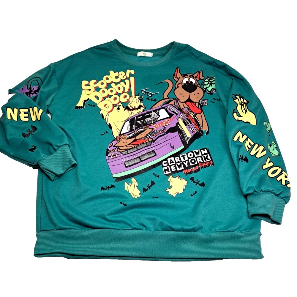 Vtg Scooby Doo Cartoon Network New York Racing Sweatshirt‎ All Over NWOT Ghosts